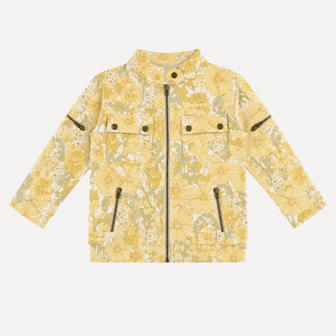 PREORDER motorcycle jacket | 70s daisy | organic cotton interlock