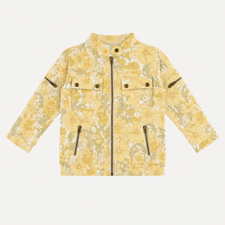 PREORDER motorcycle jacket | 70s daisy | organic cotton interlock