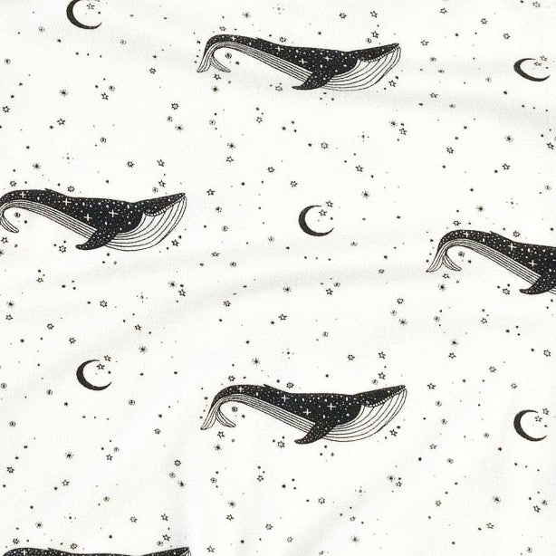long sleeve lap neck footie | mystical whales | bamboo