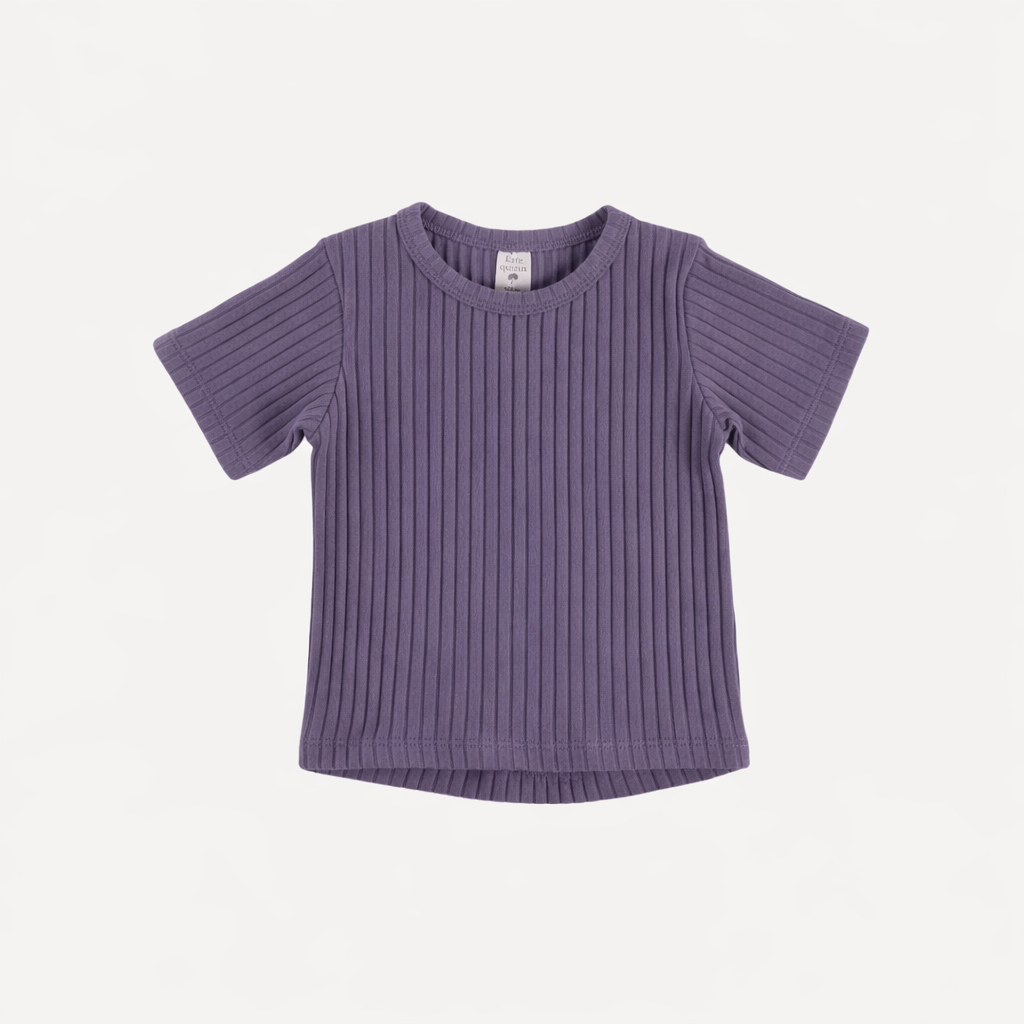 short sleeve essential boxy tee | purple sage | organic cotton wide rib