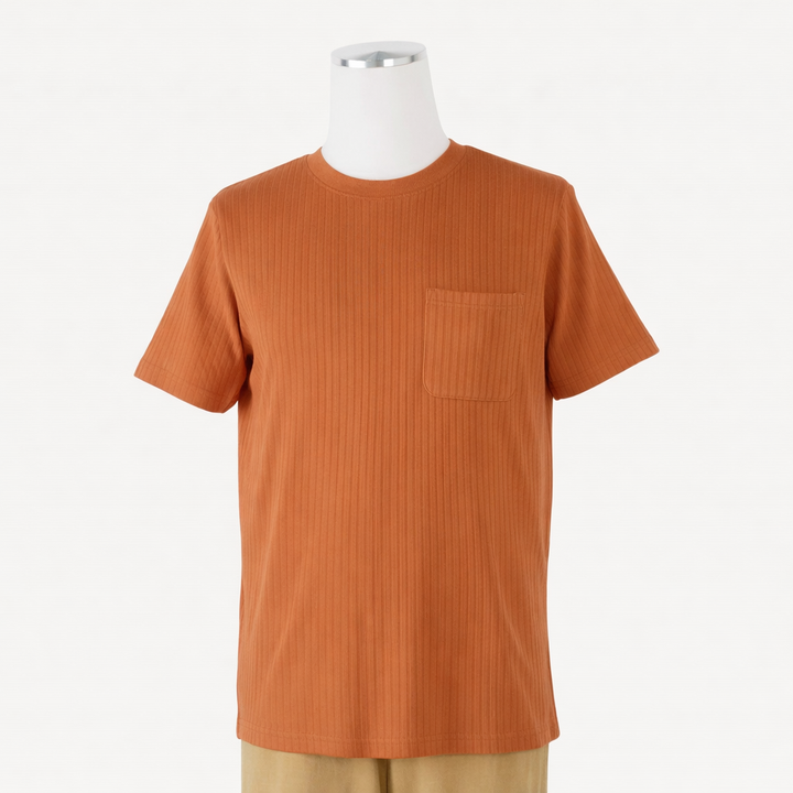 mens short sleeve pocket tee | caramel | organic cotton wide rib