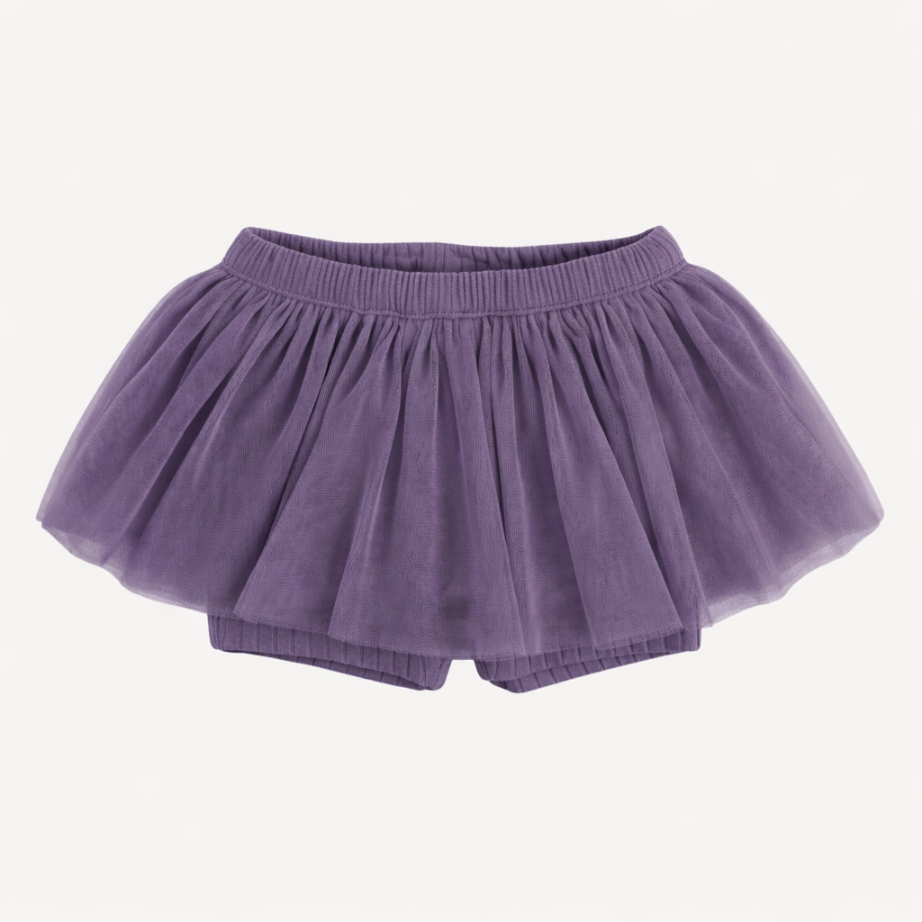 tulle ballerina tutu short | purple sage | organic cotton wide rib