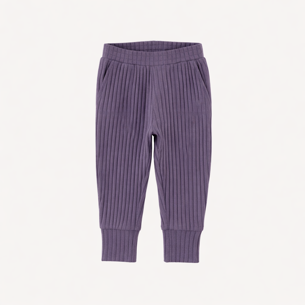 slim sport jogger | purple sage | organic cotton wide rib