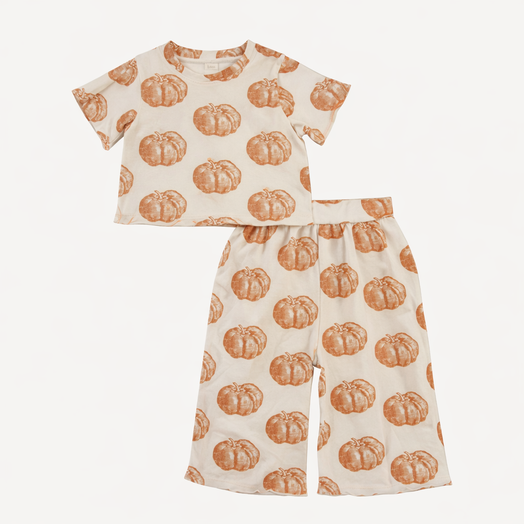 short sleeve jade set | harvest pumpkin | organic cotton interlock
