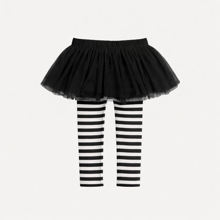 tulle legging | black & white stripes | organic cotton interlock