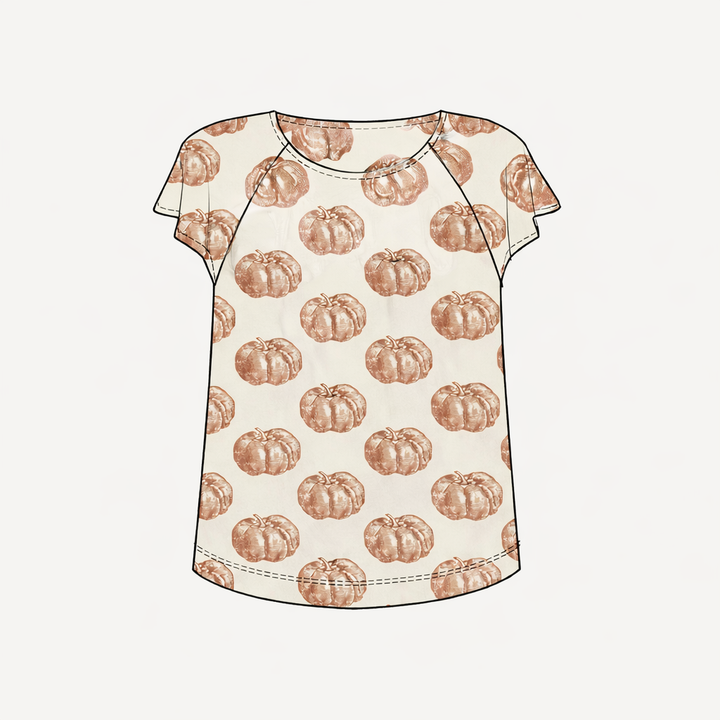 womens flutter sleeve top | harvest pumpkin | organic cotton interlock