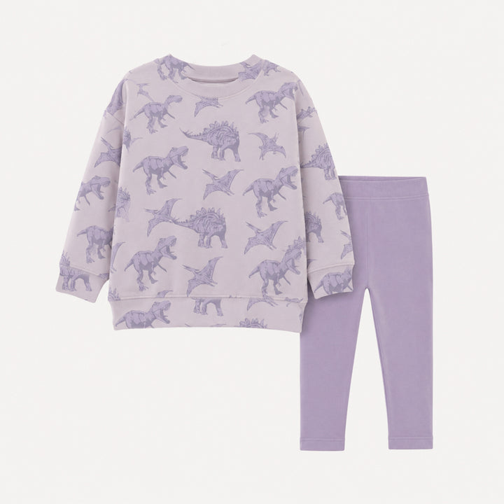 PREORDER oversized sweatshirt + legging set | lavender dinosaur | organic cotton interlock