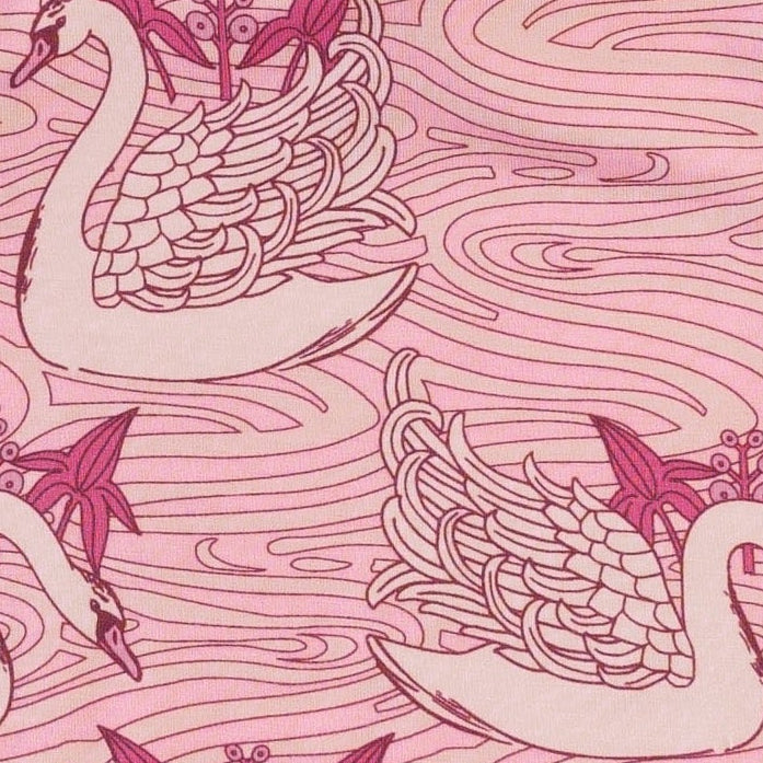 spaghetti tie ballerina bubble | pink nouveau swans | light weight bamboo
