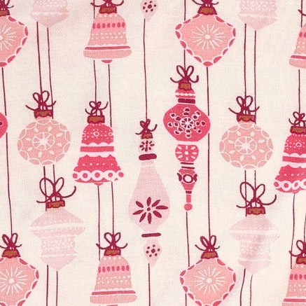 long sleeve crew neck pj set | pink vintage ornaments | bamboo