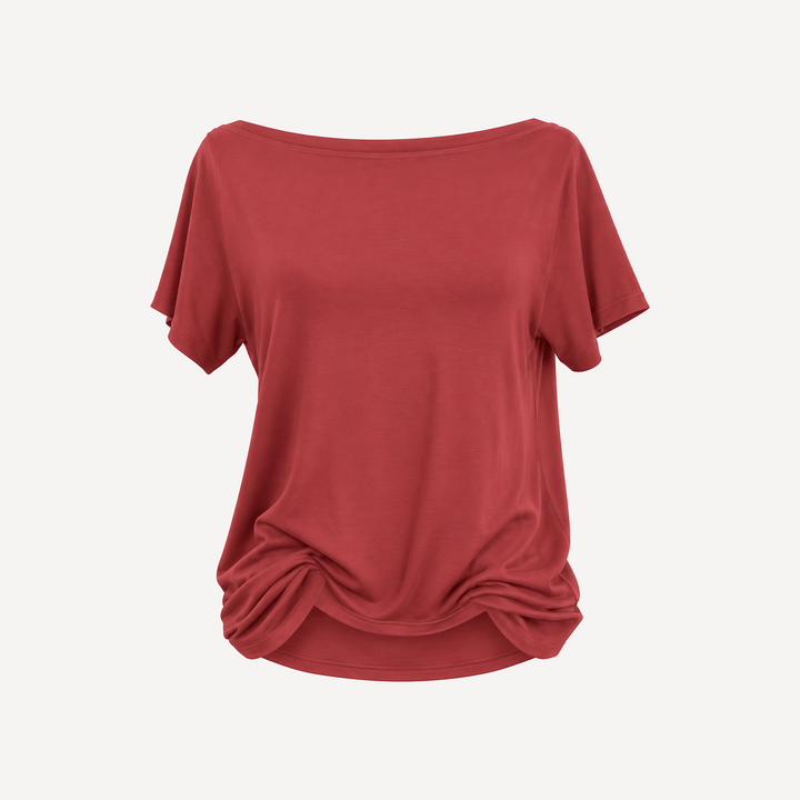 PREORDER womens boat neck tee | pom red | modal