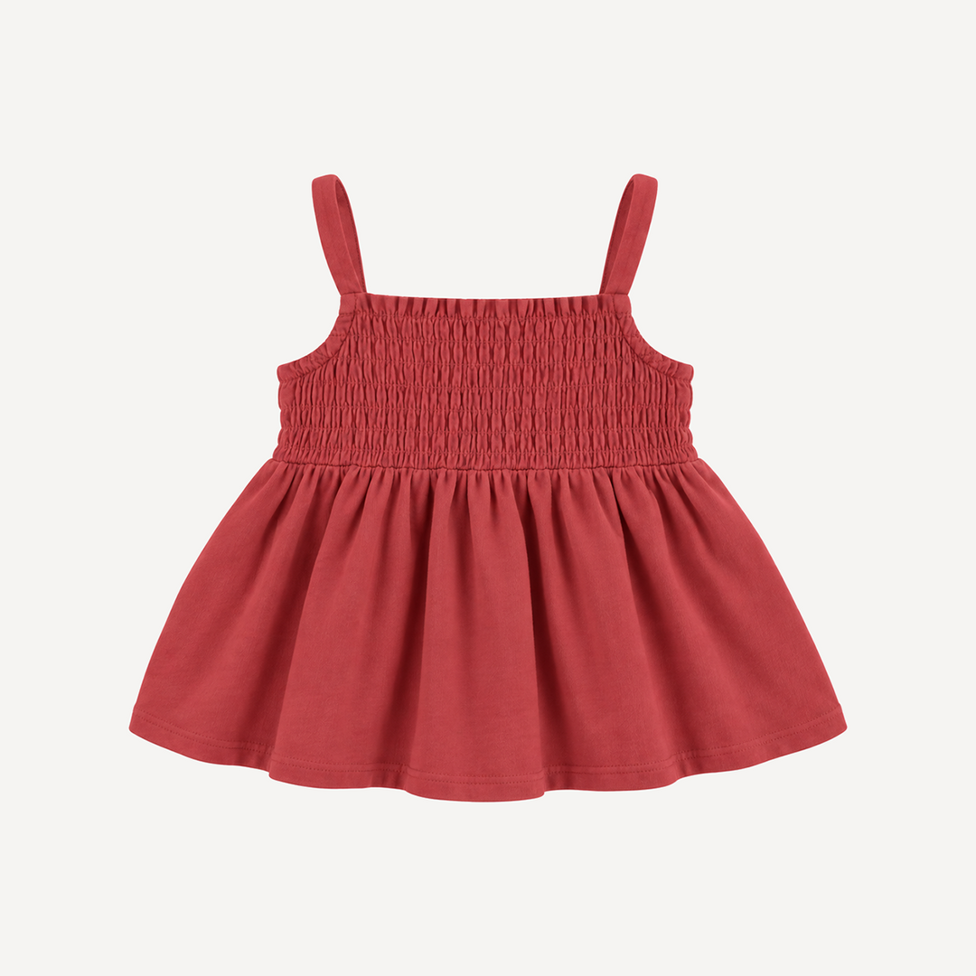 PREORDER spaghetti strap smocked top | pom red | modal