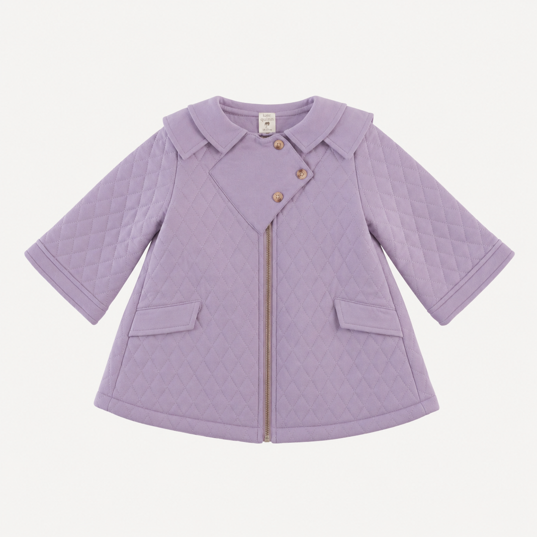 PREORDER quilted diamond yoke double collar jacket | dusty lavender | organic cotton interlock