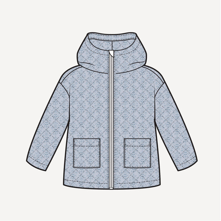 PREORDER quilted hooded jacket | cornflower folk wallpaper | bamboo