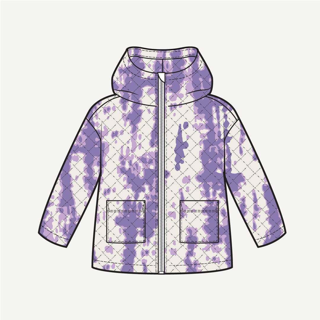 PREORDER quilted hooded jacket | lavender shibori | modal