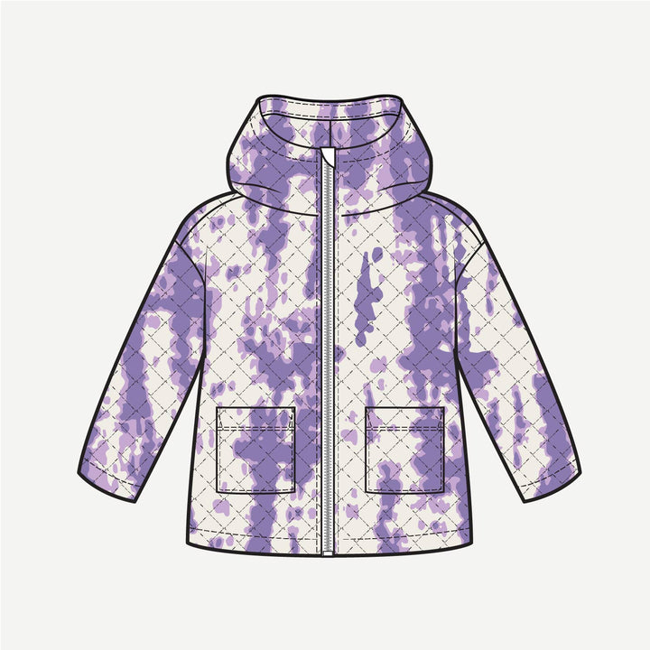 PREORDER quilted hooded jacket | lavender shibori | modal