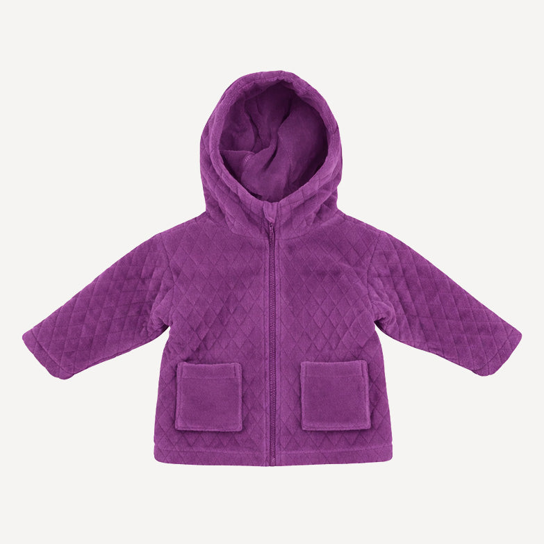 quilted hooded jacket | amethyst | organic cotton velour