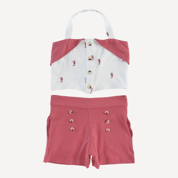 halter + short set | seahorse stripe | bamboo