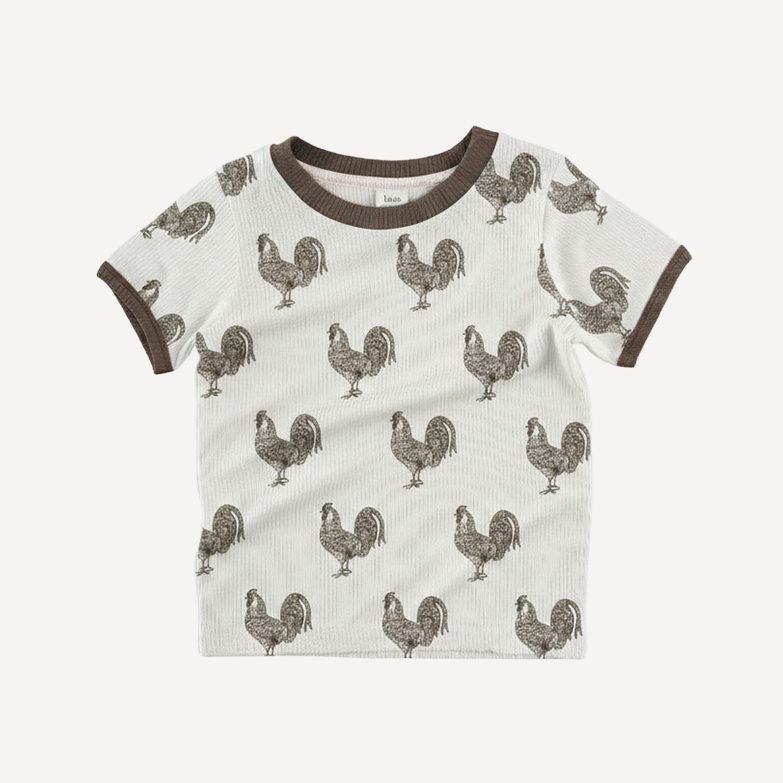 short sleeve ringer tee | rooster | organic cotton interlock
