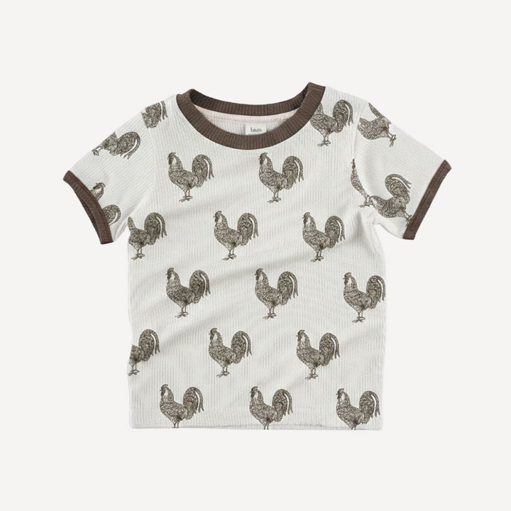 short sleeve ringer tee | rooster | organic cotton interlock
