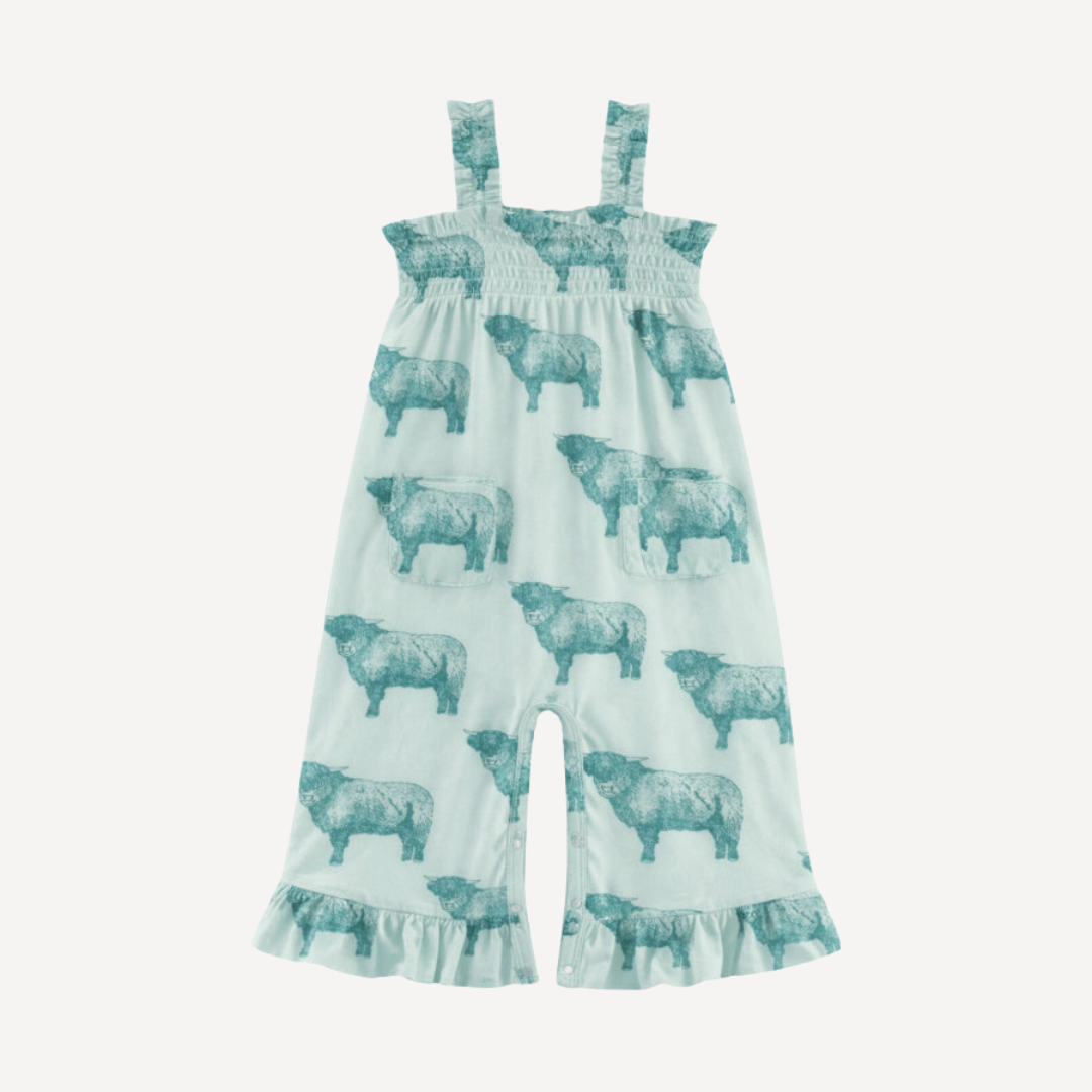 winnie gaucho jumpsuit | highland cow | organic cotton jersey