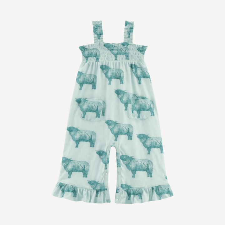 winnie gaucho jumpsuit | highland cow | organic cotton jersey