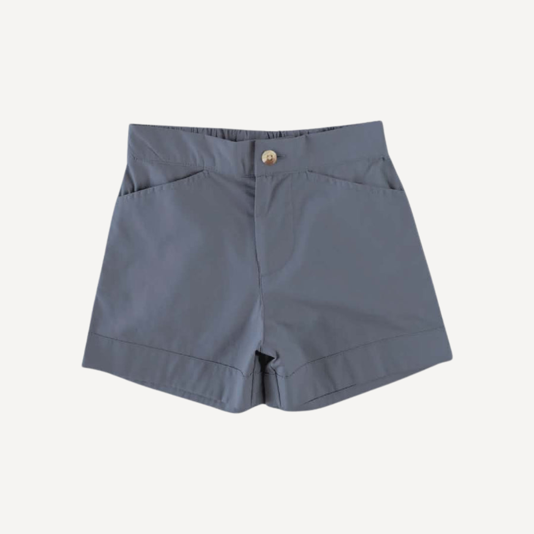 cuffed pocket short | london blue | organic cotton gauze