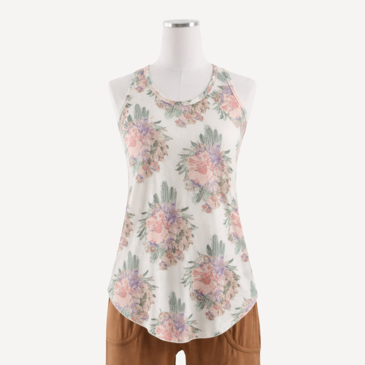 womens tank | cactus flower | organic cotton jersey