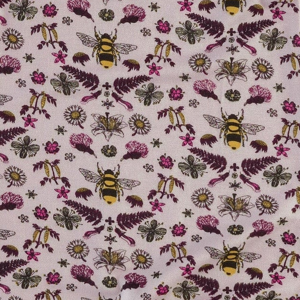 long sleeve lap neck footie | rose litho bee | bamboo
