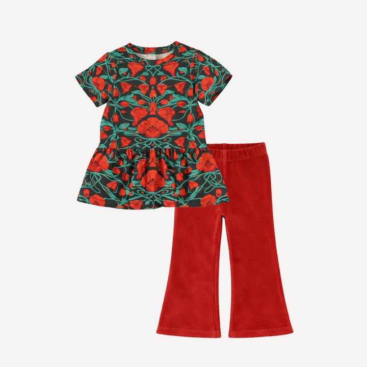 short sleeve kate top + flare pant set | poppy | organic cotton jersey