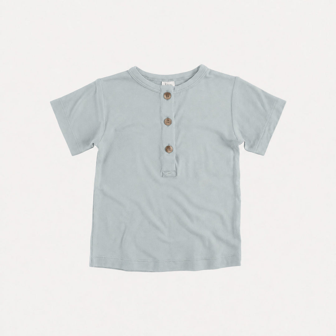 PREORDER short sleeve basic henley tee | sky blue | organic cotton interlock