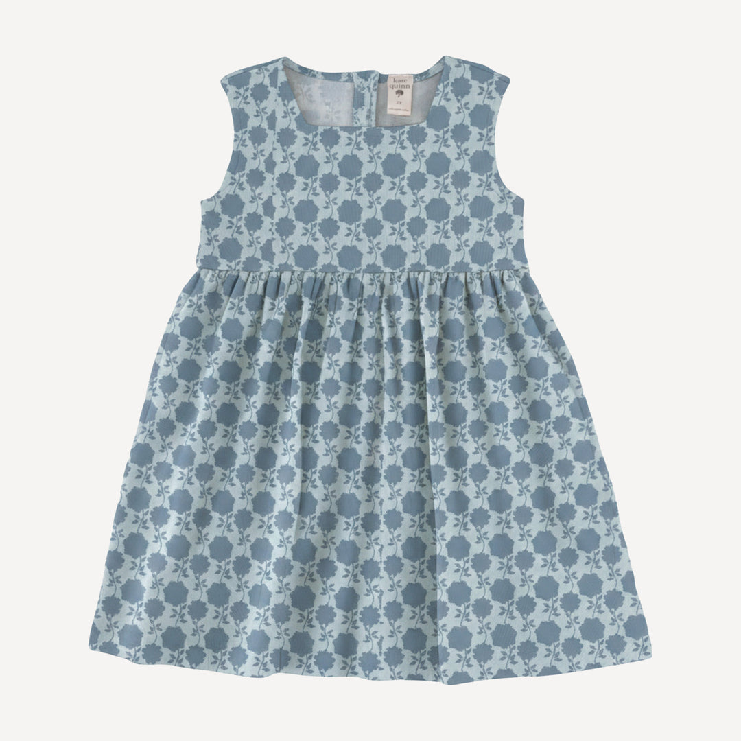 sleeveless square neck tunic | blue calico | organic cotton jersey
