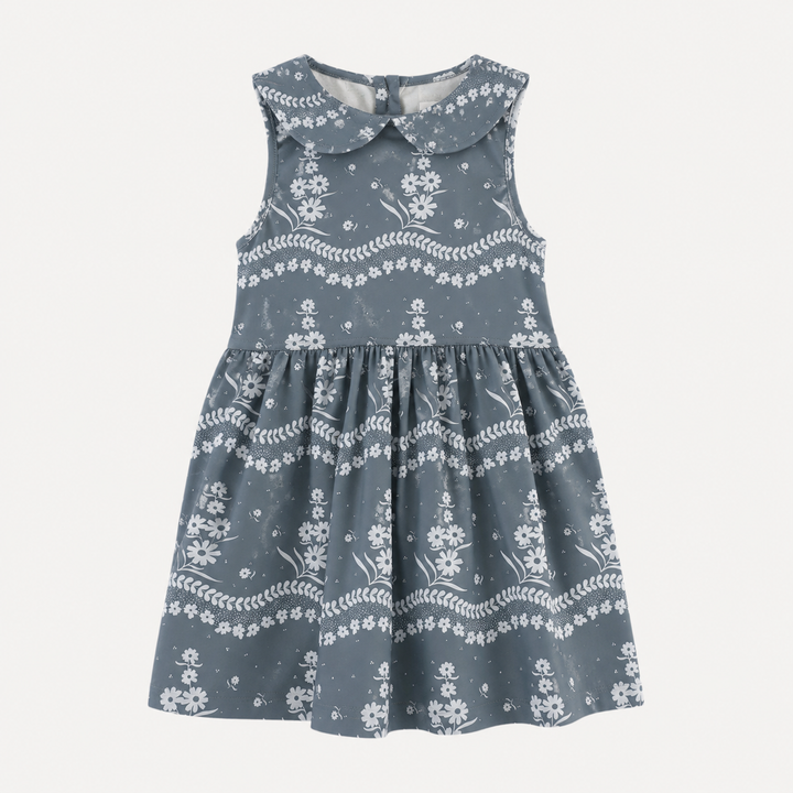 PREORDER sleeveless peter pan dress | storm floral lace | organic cotton interlock