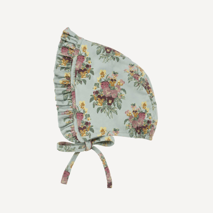 PREORDER small ruffle bonnet | pansy | bamboo
