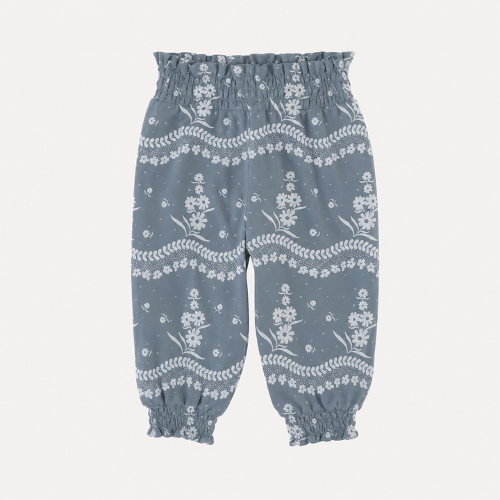 PREORDER smocked waist bubble pant | storm floral lace | organic cotton interlock