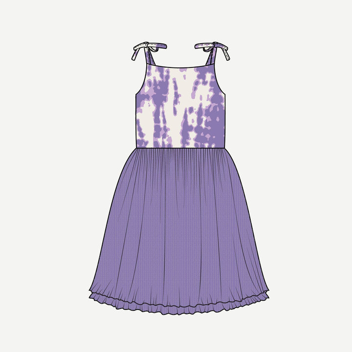 PREORDER spaghetti tie ballerina tulle dress | lavender shibori | modal