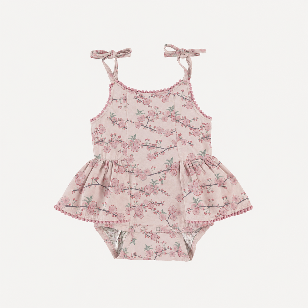 PREORDER tie pom pom ballerina bubble | cherry blossom | organic cotton interlock