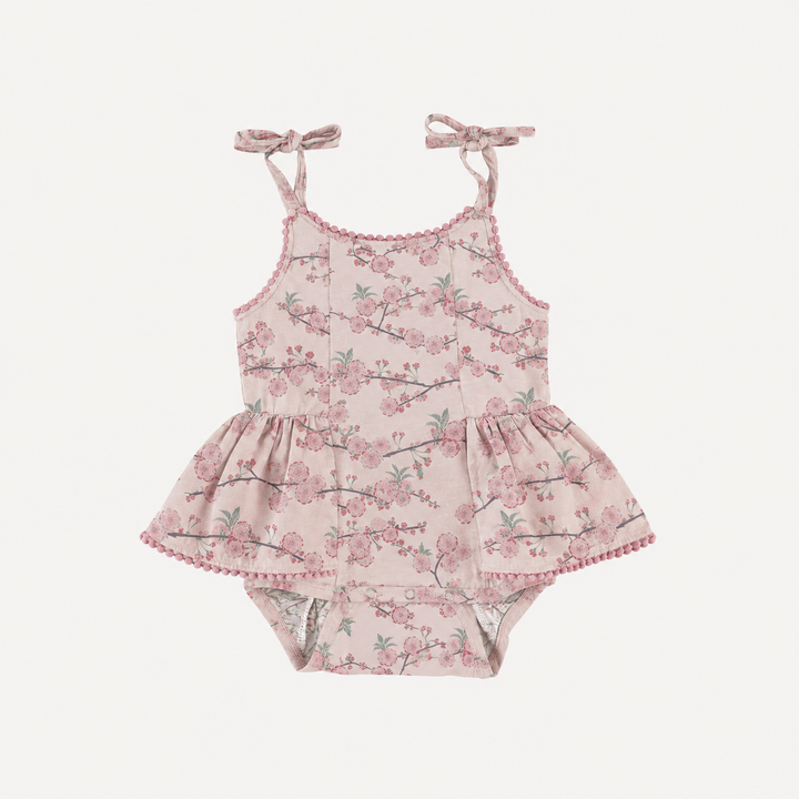 PREORDER tie pom pom ballerina bubble | cherry blossom | organic cotton interlock