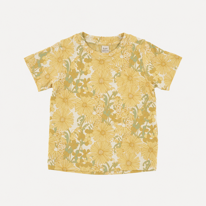 PREORDER short sleeve essential boxy tee | 70s daisy | organic cotton interlock