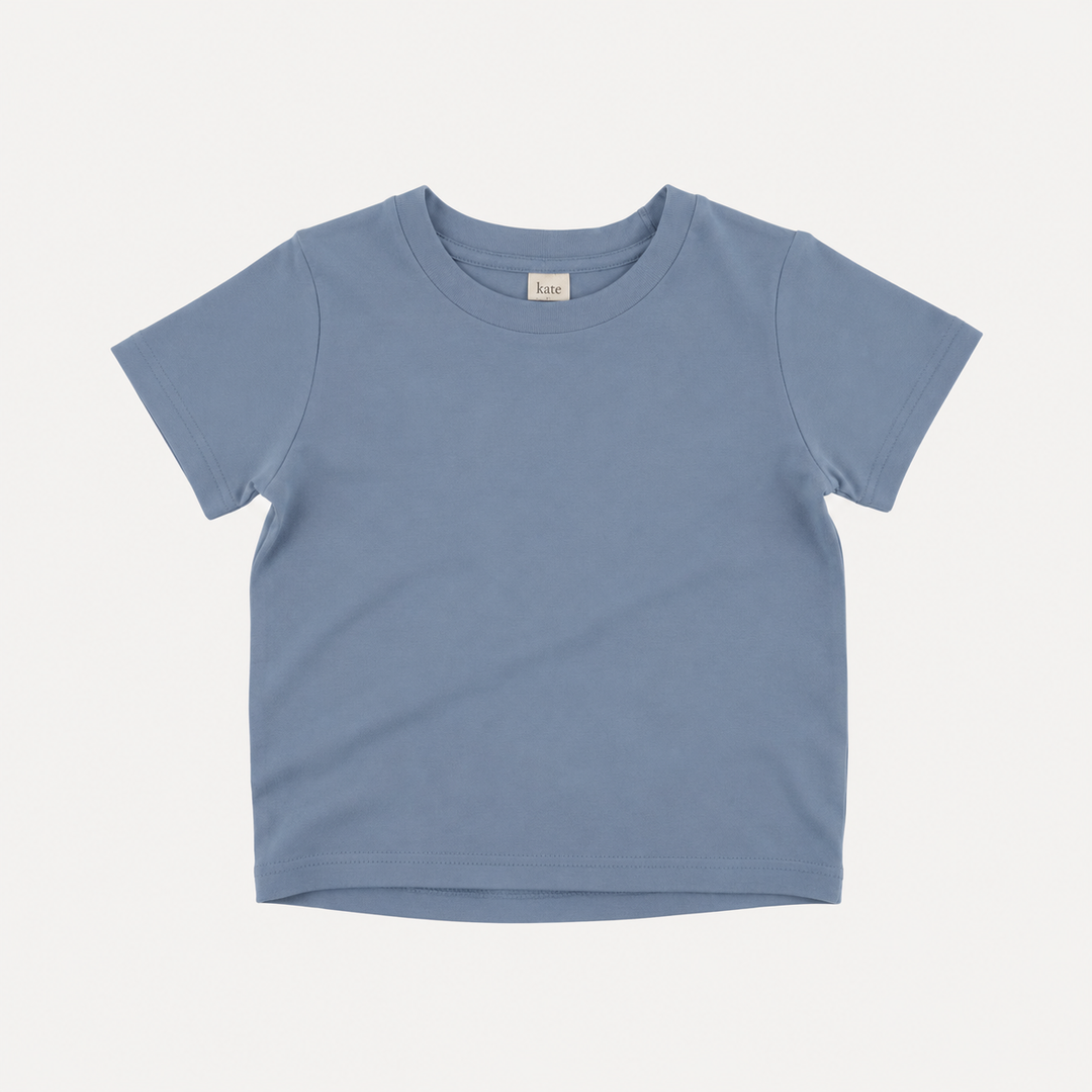 PREORDER short sleeve essential boxy tee | blue lake | organic cotton interlock