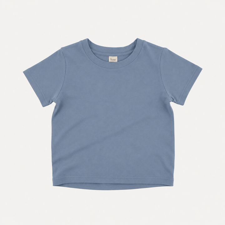 PREORDER short sleeve essential boxy tee | blue lake | organic cotton interlock