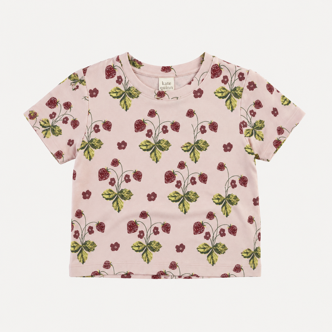 PREORDER short sleeve essential boxy tee | mauve chalk strawberry | organic cotton interlock