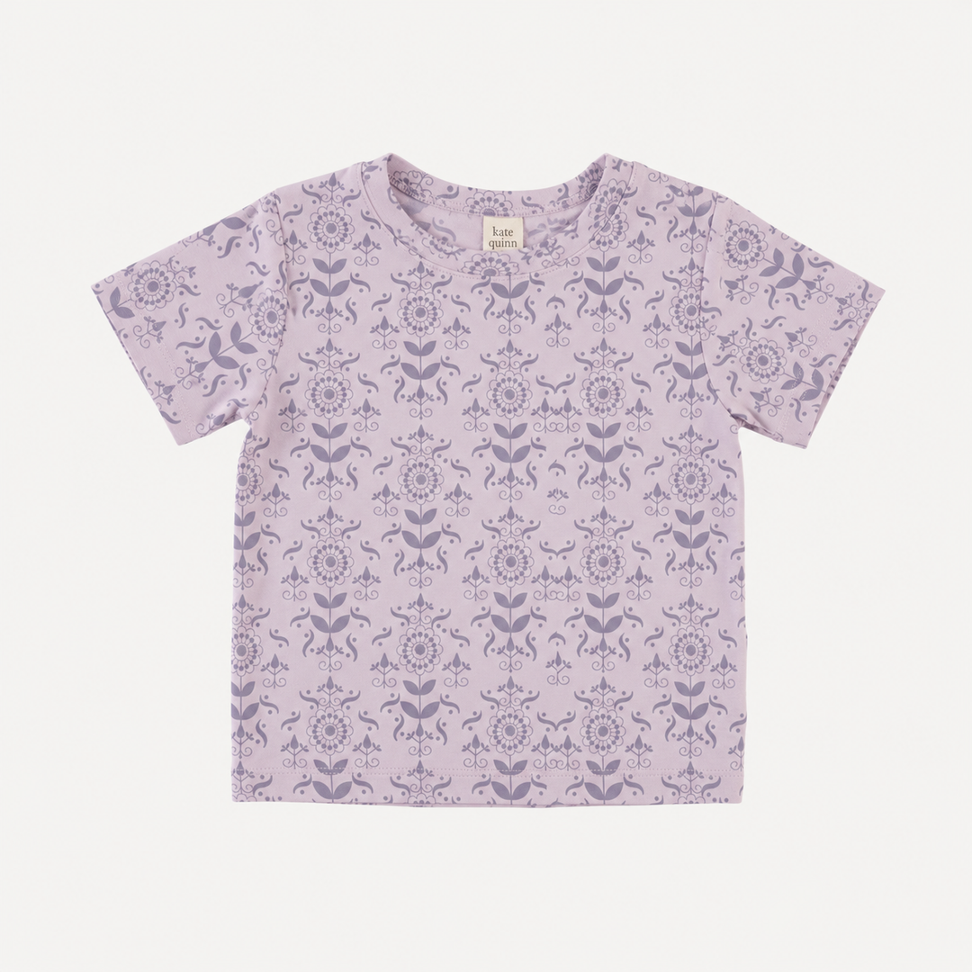PREORDER short sleeve essential boxy tee | orchid folk wallpaper | organic cotton interlock