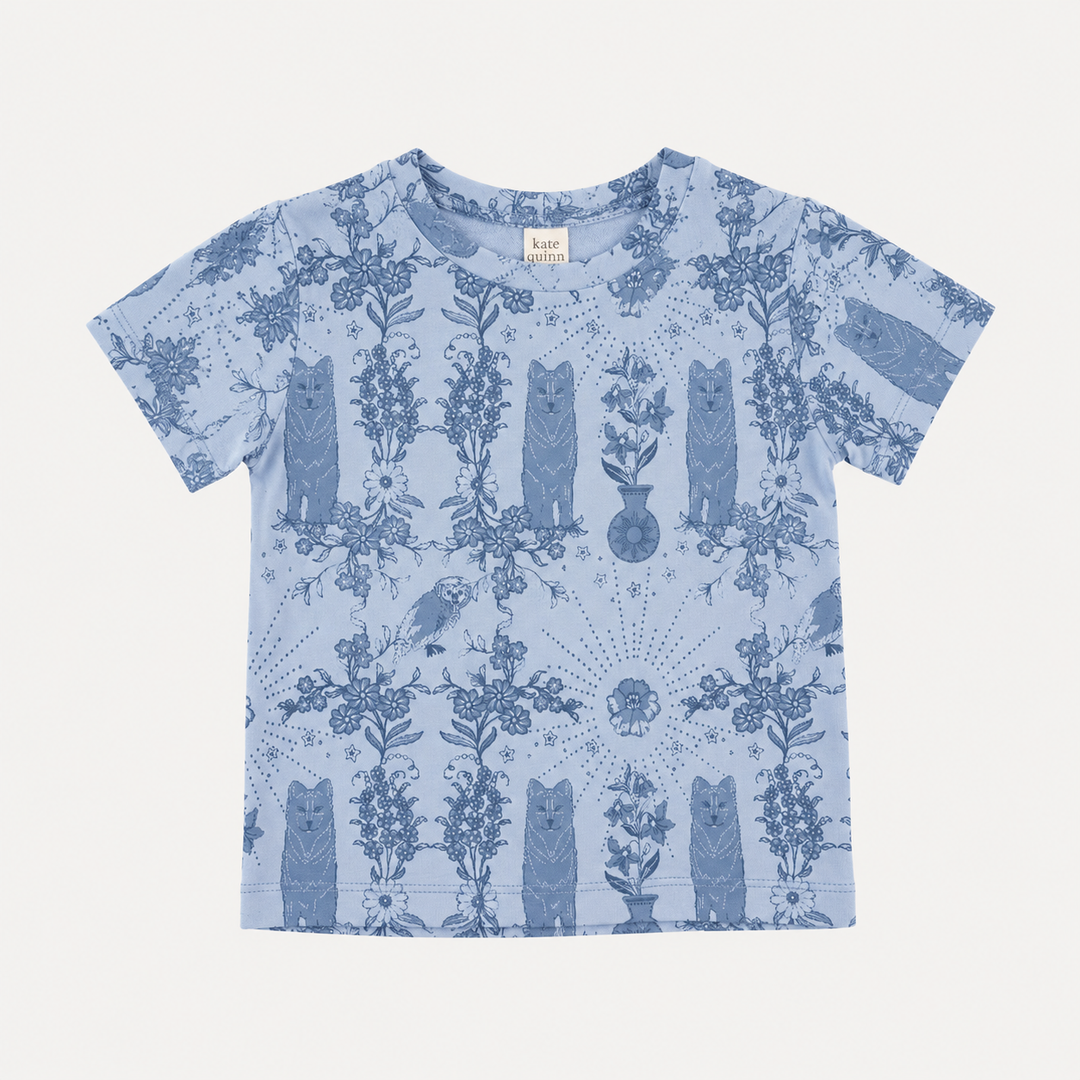 PREORDER short sleeve essential boxy tee | wolf floral | organic cotton interlock
