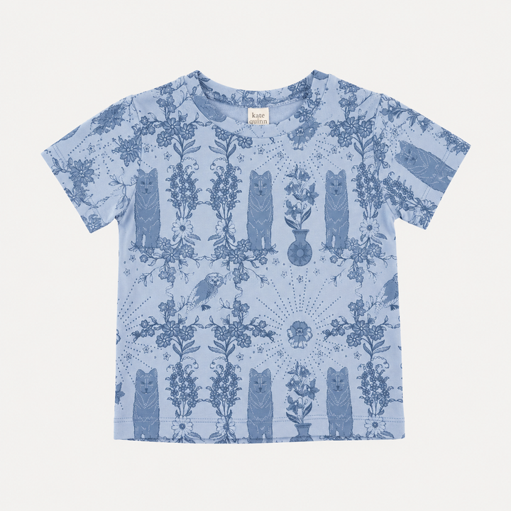 PREORDER short sleeve essential boxy tee | wolf floral | organic cotton interlock