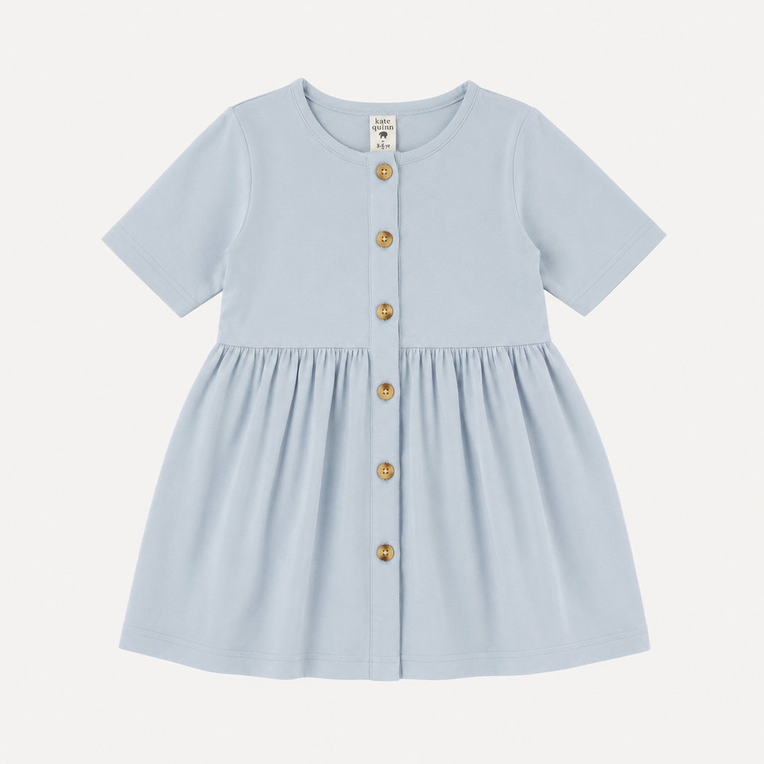 PREORDER short sleeve button front dress | air | organic cotton interlock