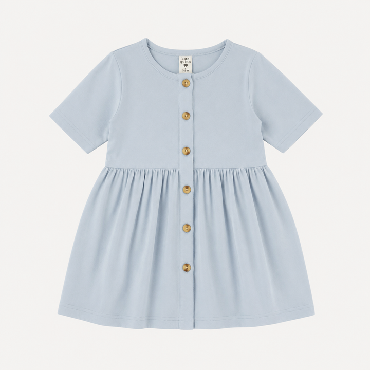 PREORDER short sleeve button front dress | air | organic cotton interlock