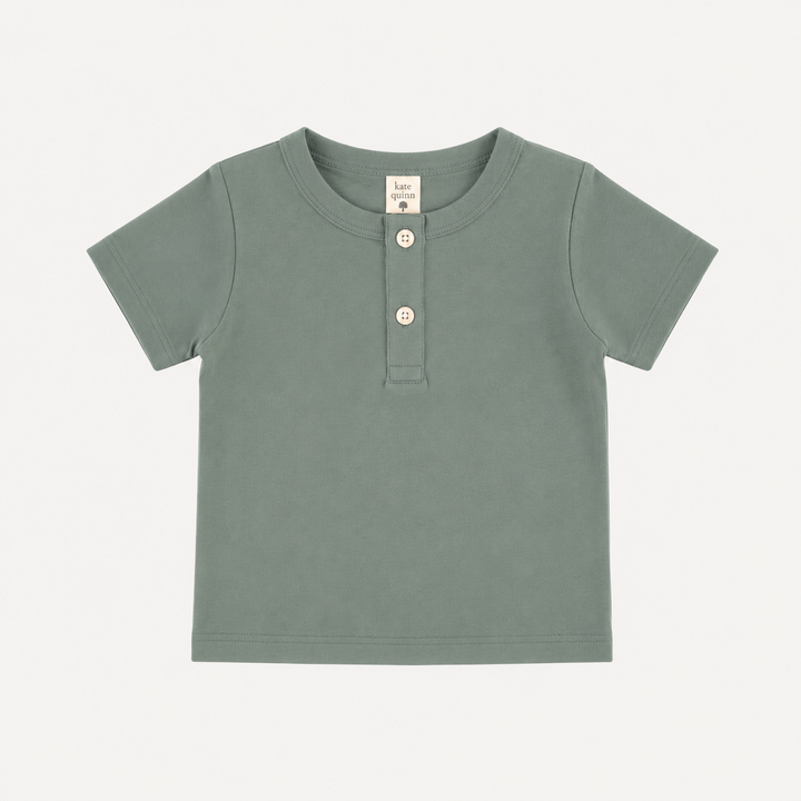 PREORDER short sleeve basic henley tee | green bay | organic cotton interlock