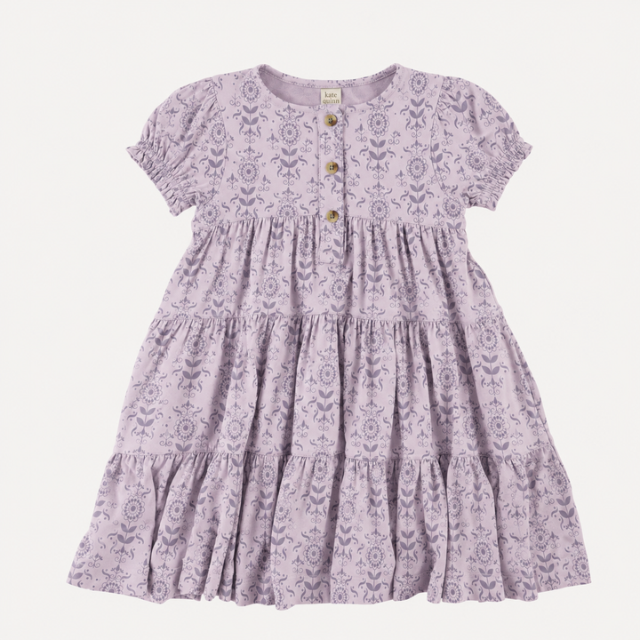 PREORDER short sleeve prairie dress | orchid folk wallpaper | organic cotton interlock