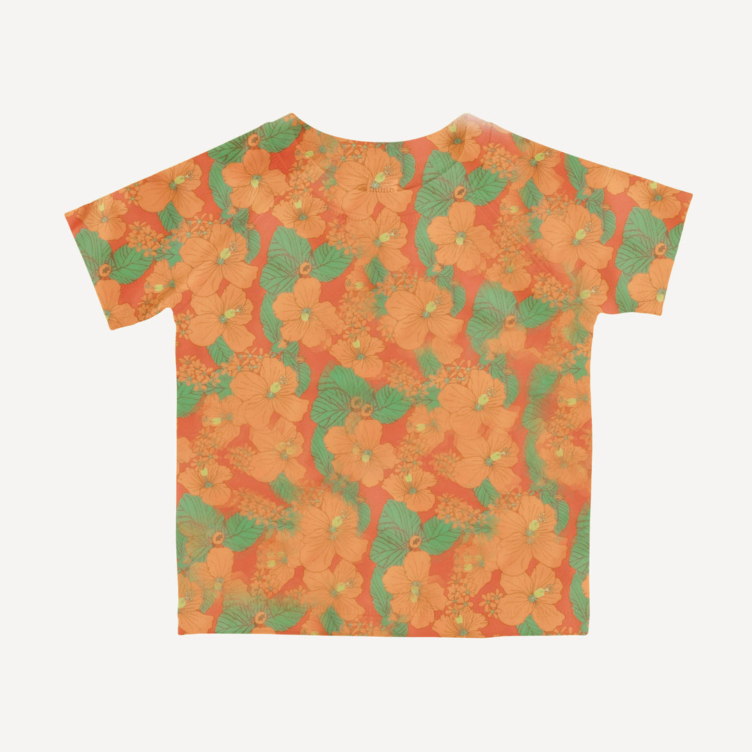 short sleeve rash guard tee | orange hibiscus garden | swim