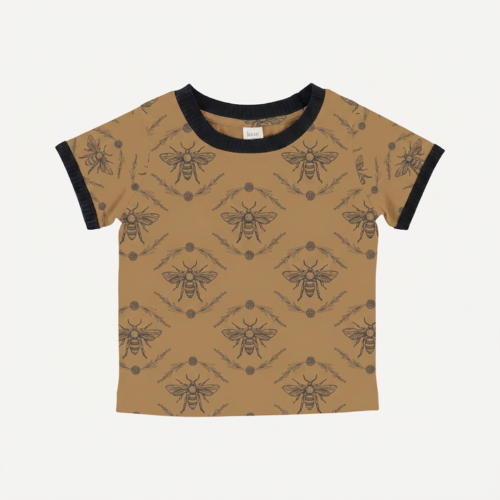 PREORDER short sleeve ringer tee | apple cinnamon bee floral | organic cotton interlock
